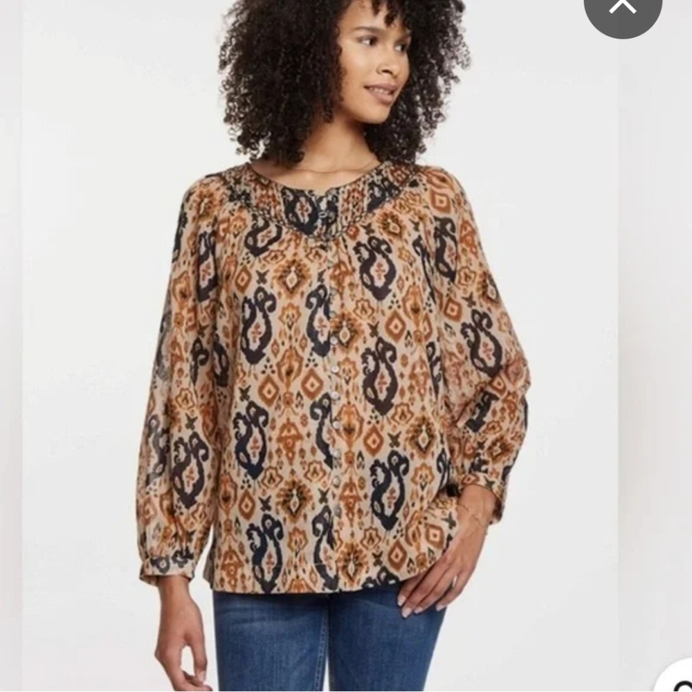 Beach Lunch Lounge Women's Long Sleeve Button Front Shirt Top - Size XL